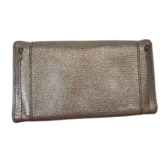 CHLOE Paddington Leather Wallet Purse Metallic Gold w/ Box & Card
